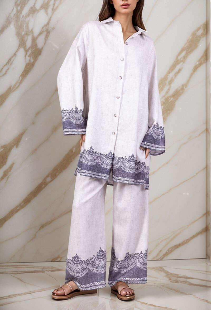 Grossiste Lusa Mode - Ensemble chemise et pantalon imprimé élégant