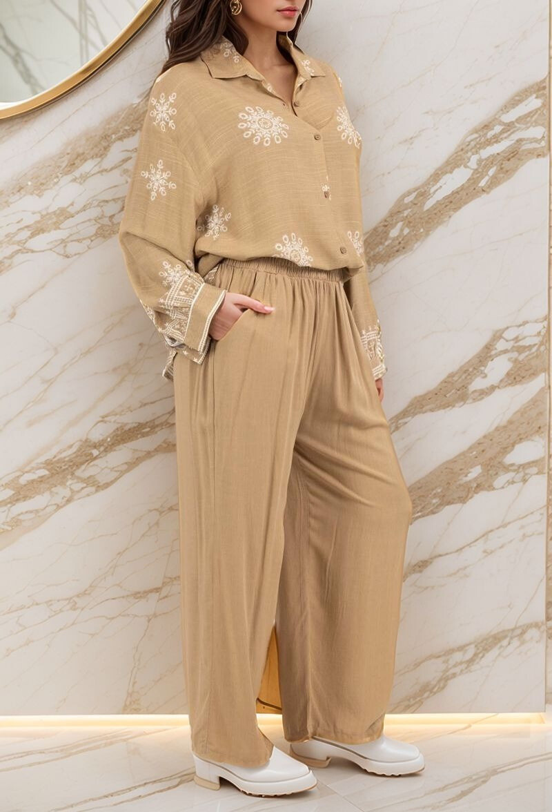 Grossiste Lusa Mode - Ensemble chemise et pantalon Chiara et imprimé géométrique
