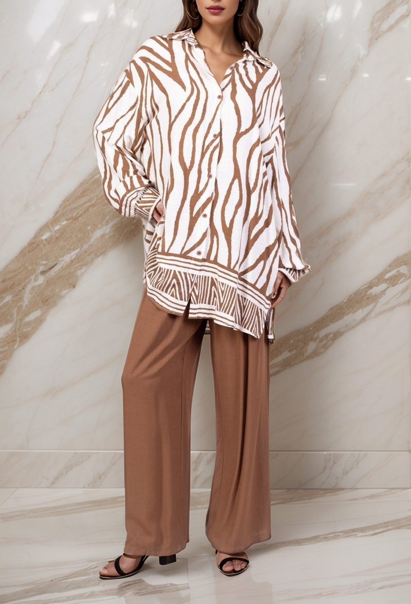 Grossiste Lusa Mode - Ensemble chemise et pantalon Chiara imprimé à rayure