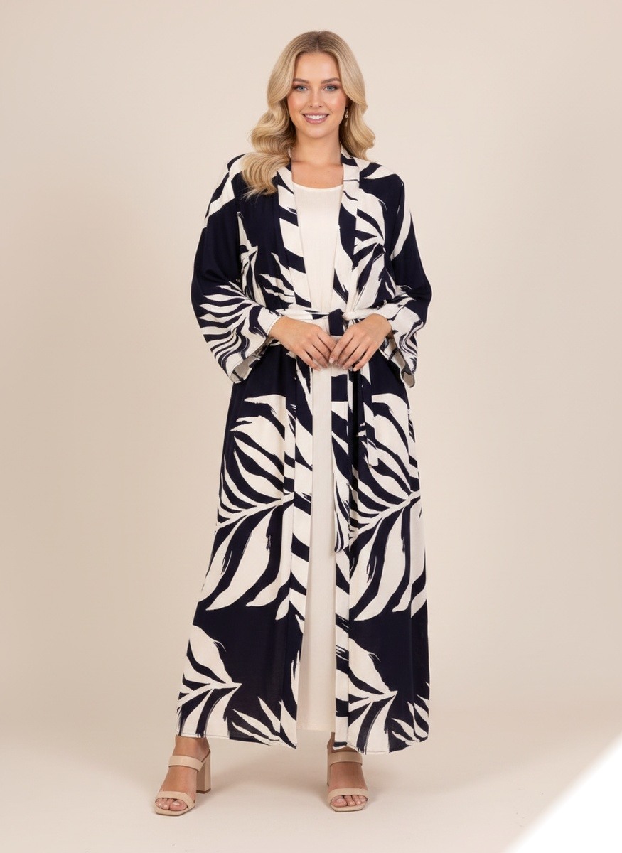 Großhändler Lusa Mode - Set aus Weste und Kleid mit Blattmuster