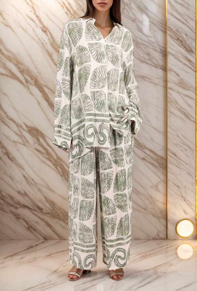 Mayorista Lusa Mode - Conjunto de camisa y pantalón Celia estampado de conchas