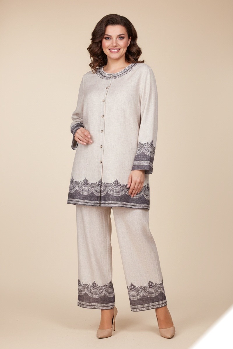 Grossista Lusa Mode - Completo elegante con camicia e pantaloni stampati