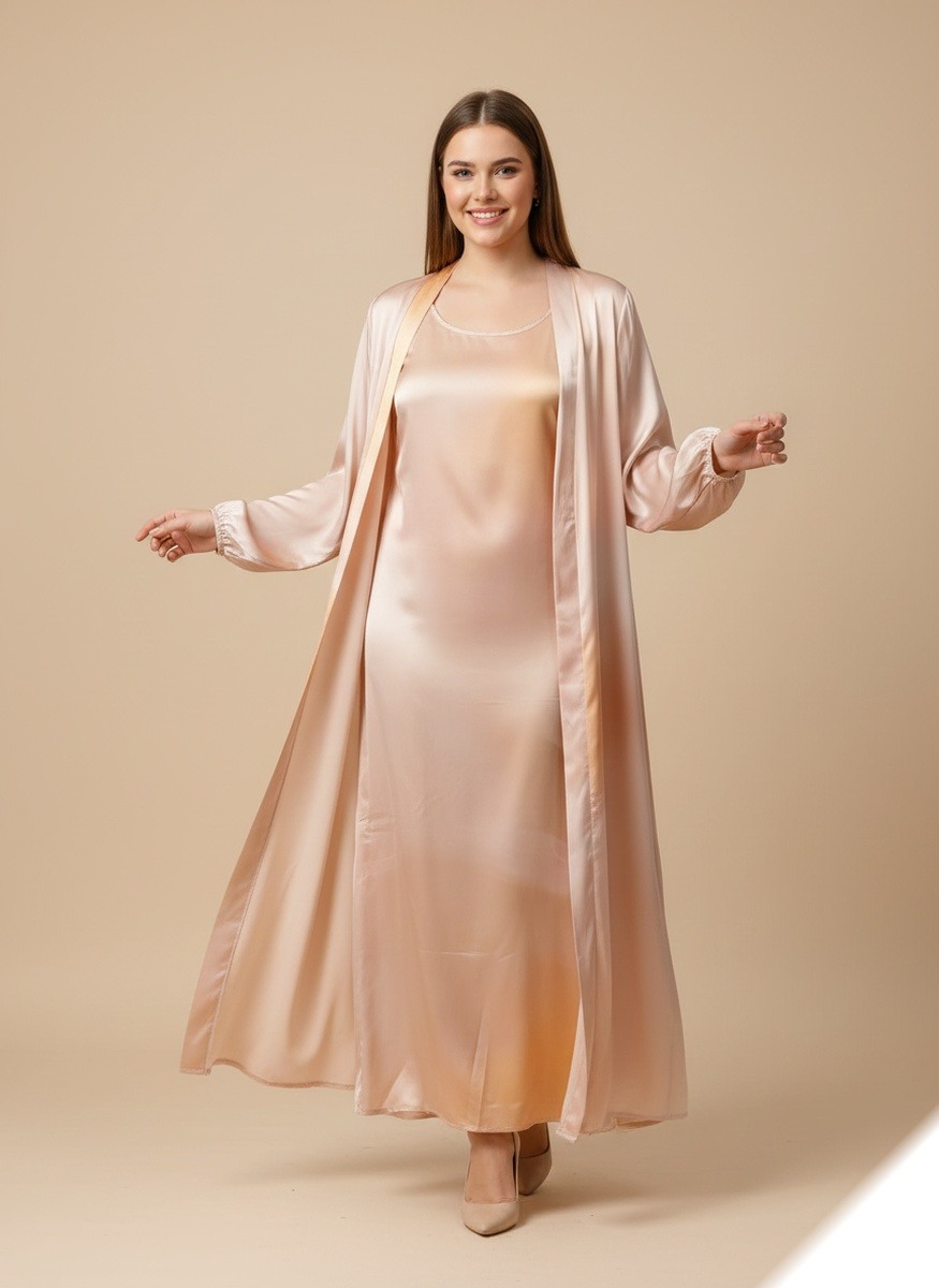Großhändler Lusa Mode - Set aus Weste und ärmellosem Kleid im Boho-Print aus Satin mit Gürtel