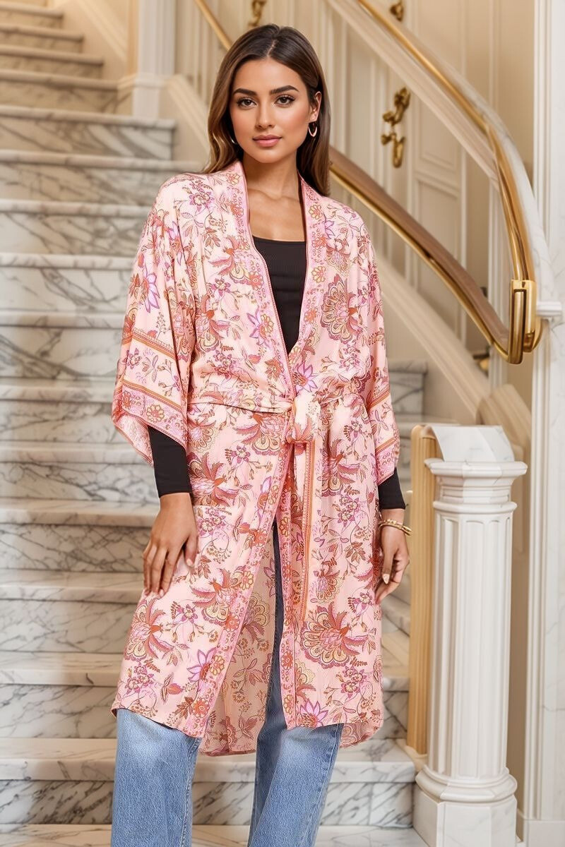Wholesaler Lusa Mode - Mid-length printed cardigan with short sleeves