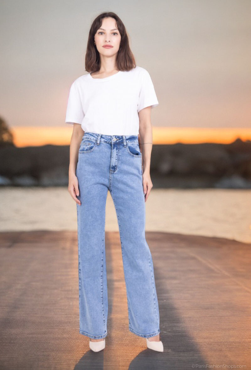 Wholesaler Lusa Mode - High waisted wide leg stretch 5 pocket jeans