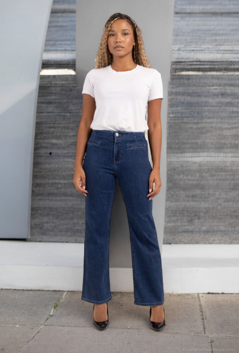 Wholesaler Lusa Mode - Stretch straight cut jeans with 2 back pockets