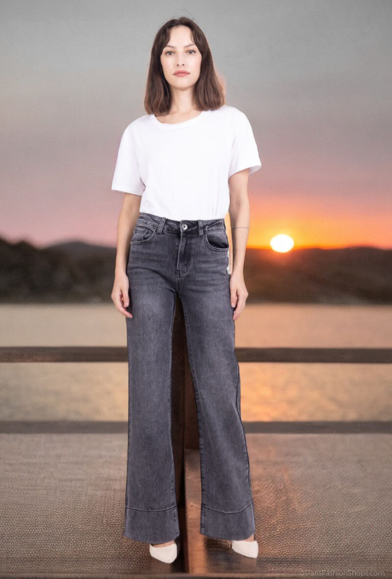 Großhändler Lusa Mode - Jean mit weitem Bein, Stretch, Monkey Wash, 5 Taschen