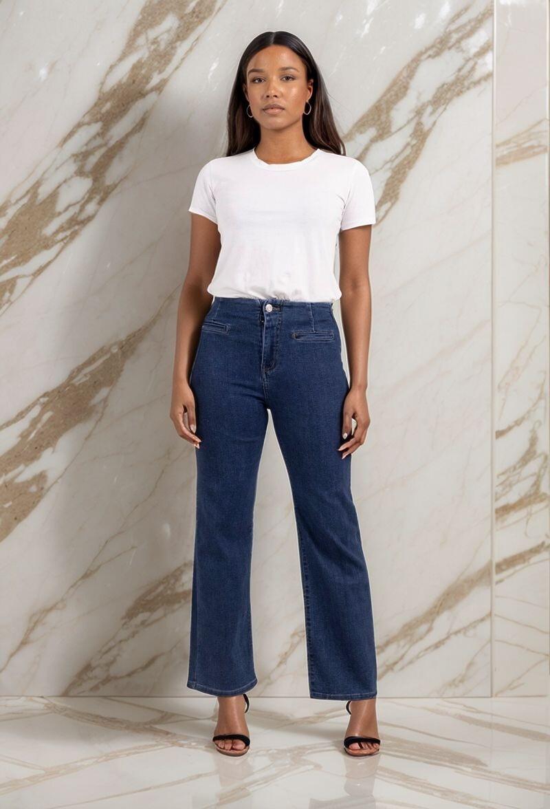Wholesaler Lusa Mode - Stretch straight cut jeans with 2 back pockets