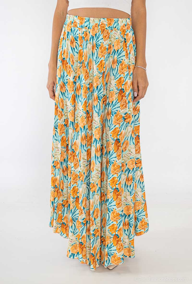 Mayorista Lusa Mode - Falda larga con estampado floral
