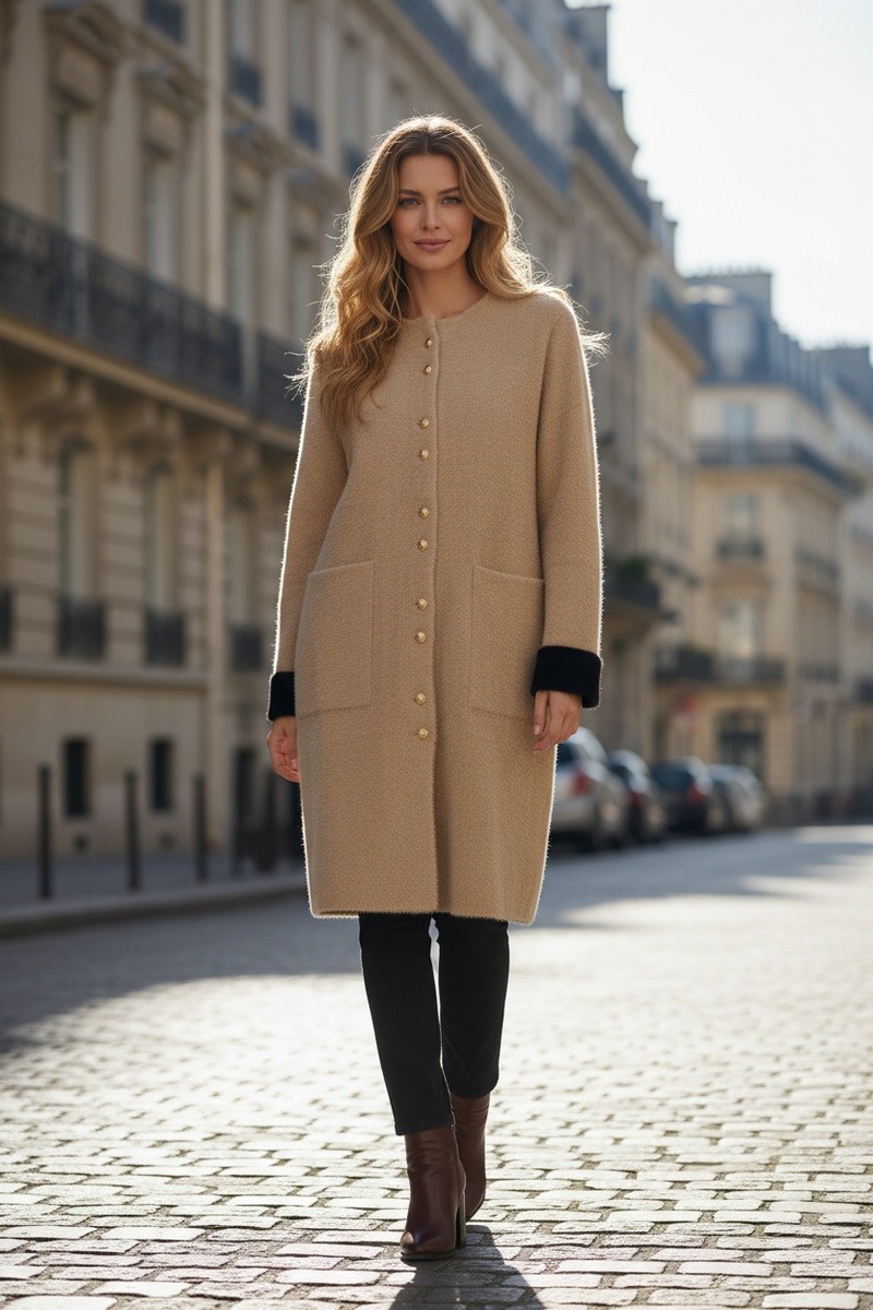 Wholesaler Lusa Mode - Plain faux fur coat with pockets