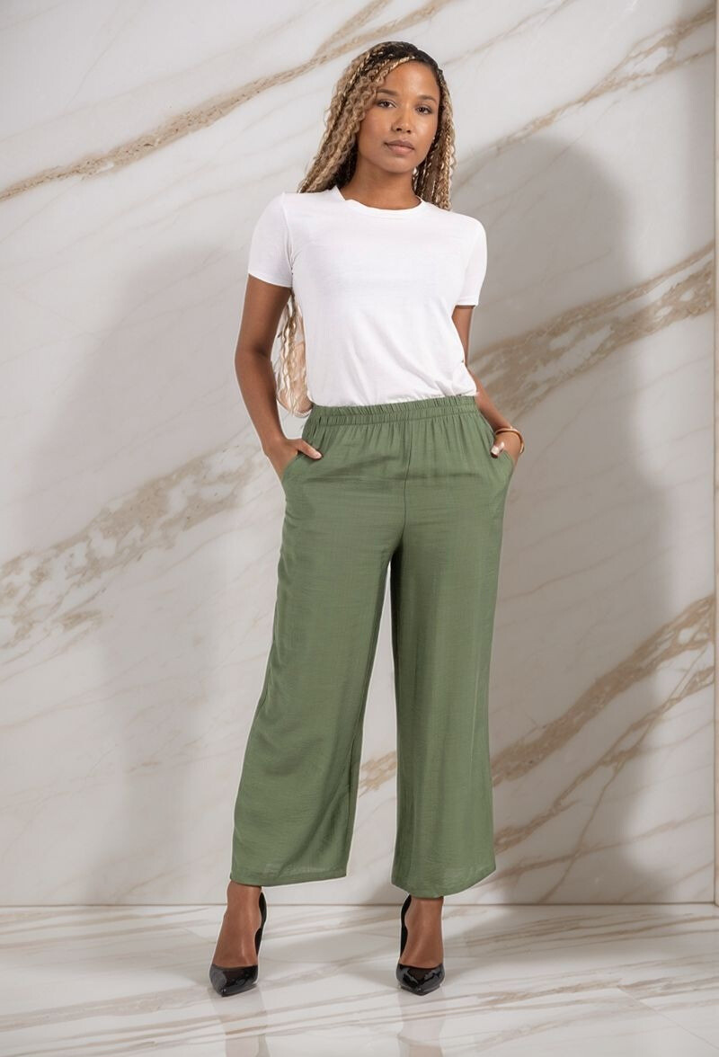 Grossista Lusa Mode - Pantaloni semplici con tasche con tessuti tipo lino