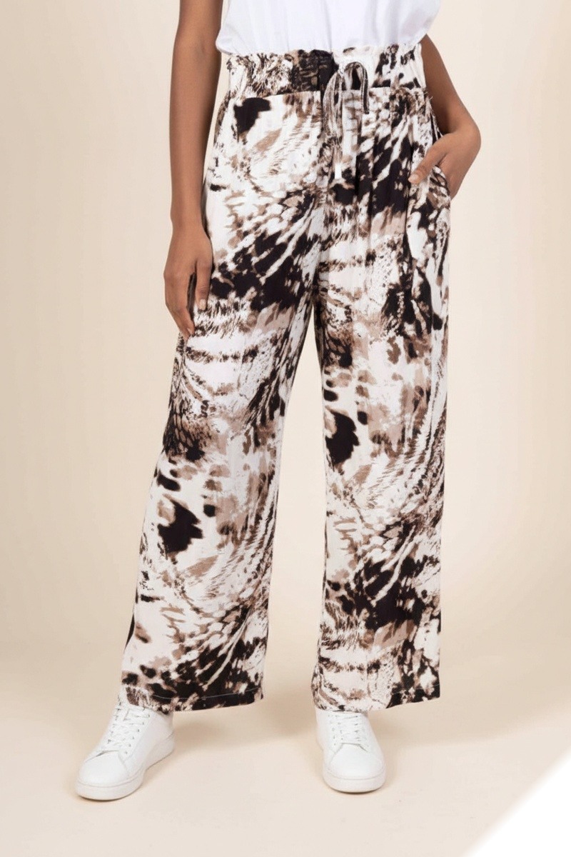 Grossista Lusa Mode - Pantaloni Layla astratti taglia grande con tasche in tessuto lyocell
