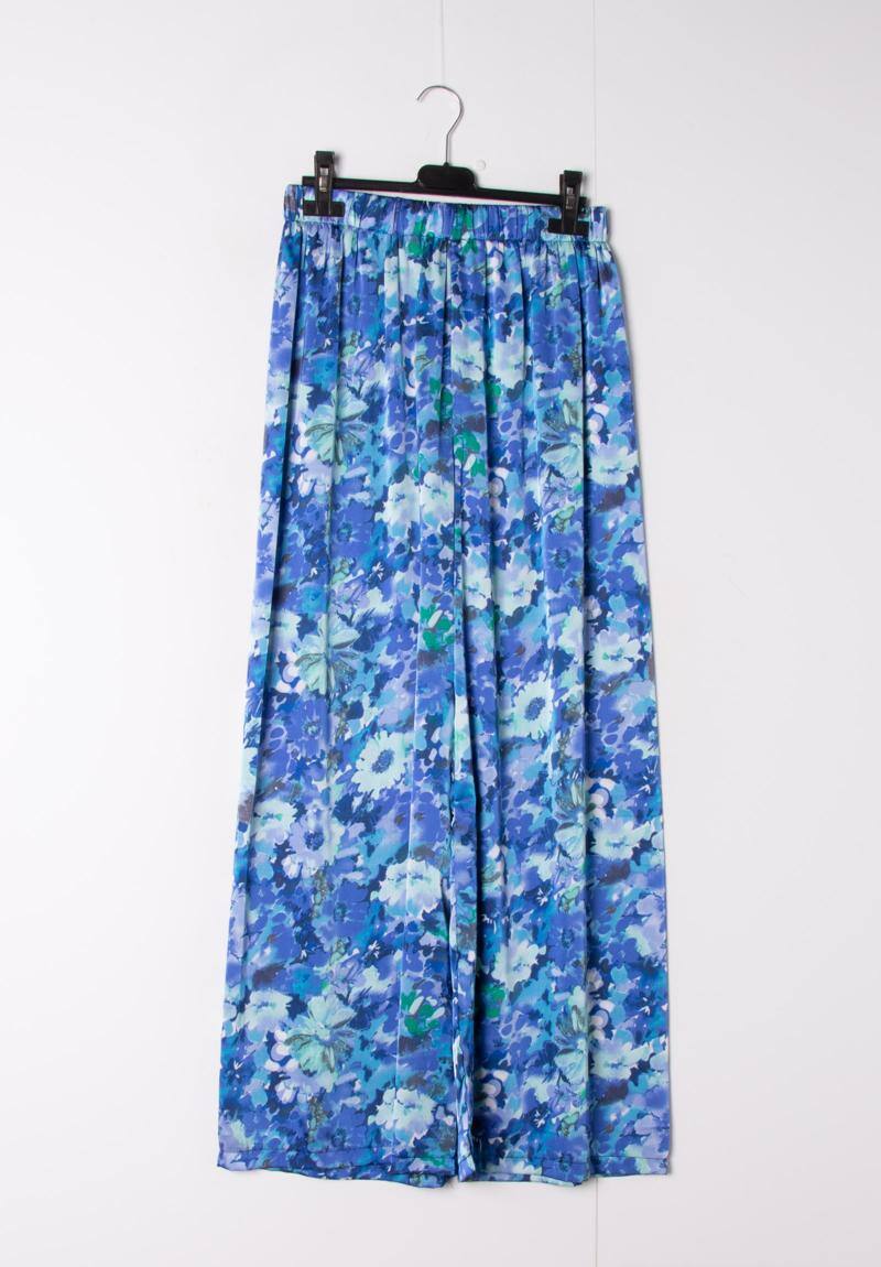 Grossiste Lusa Mode - Pantalon imprimé fleuri abstraite en soie avec poches