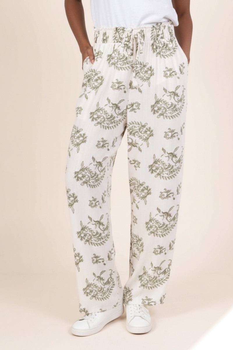 Grossista Lusa Mode - Pantaloni Layla geometrici taglia grande con tasche in tessuto lyocell