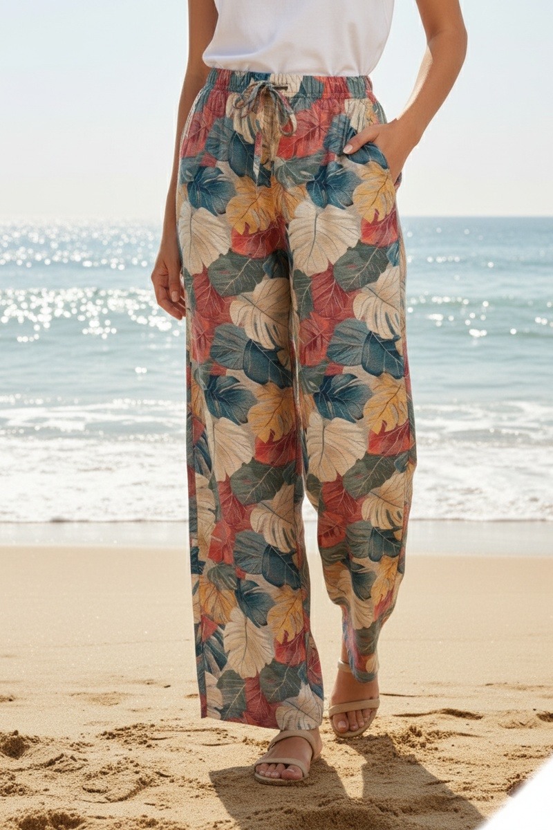 Großhändler Lusa Mode - Florale Hose mit Taschen aus Lyocell-Stoff