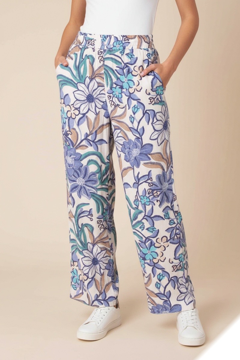 Grossista Lusa Mode - Pantaloni Layla floreali taglia grande con tasche in tessuto lyocell