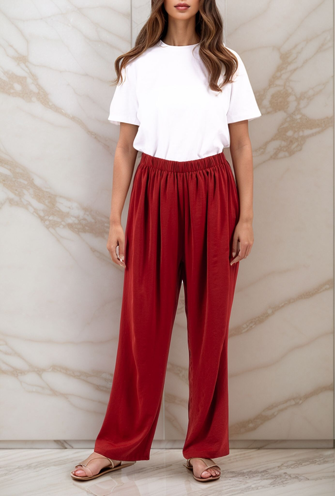 Wholesaler Lusa Mode - Plain pants without pockets, pleasant fabric, large size, very stretchy