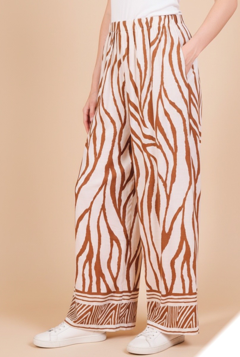 Mayorista Lusa Mode - Pantalón ancho con bolsillos de tejido similar al lino a rayas