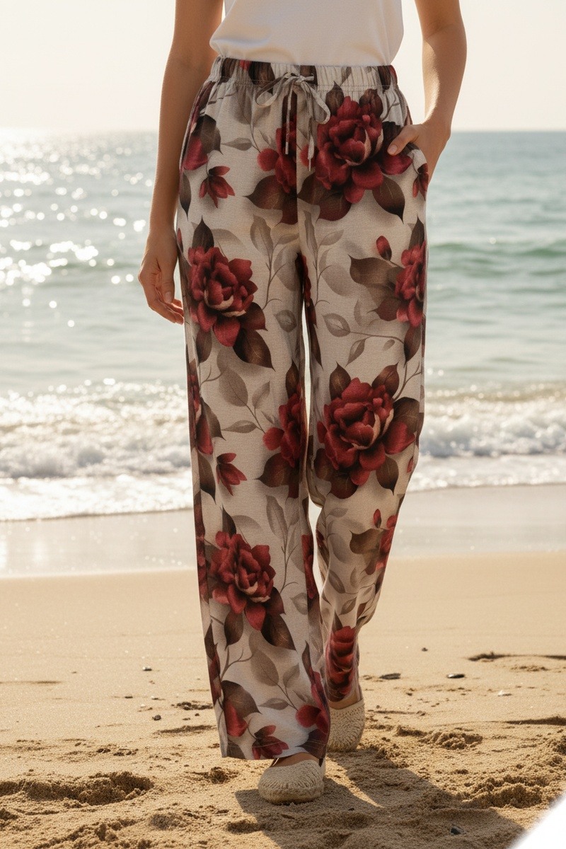 Großhändler Lusa Mode - Florale Hosen mit Taschen aus Lyocell-Stoff