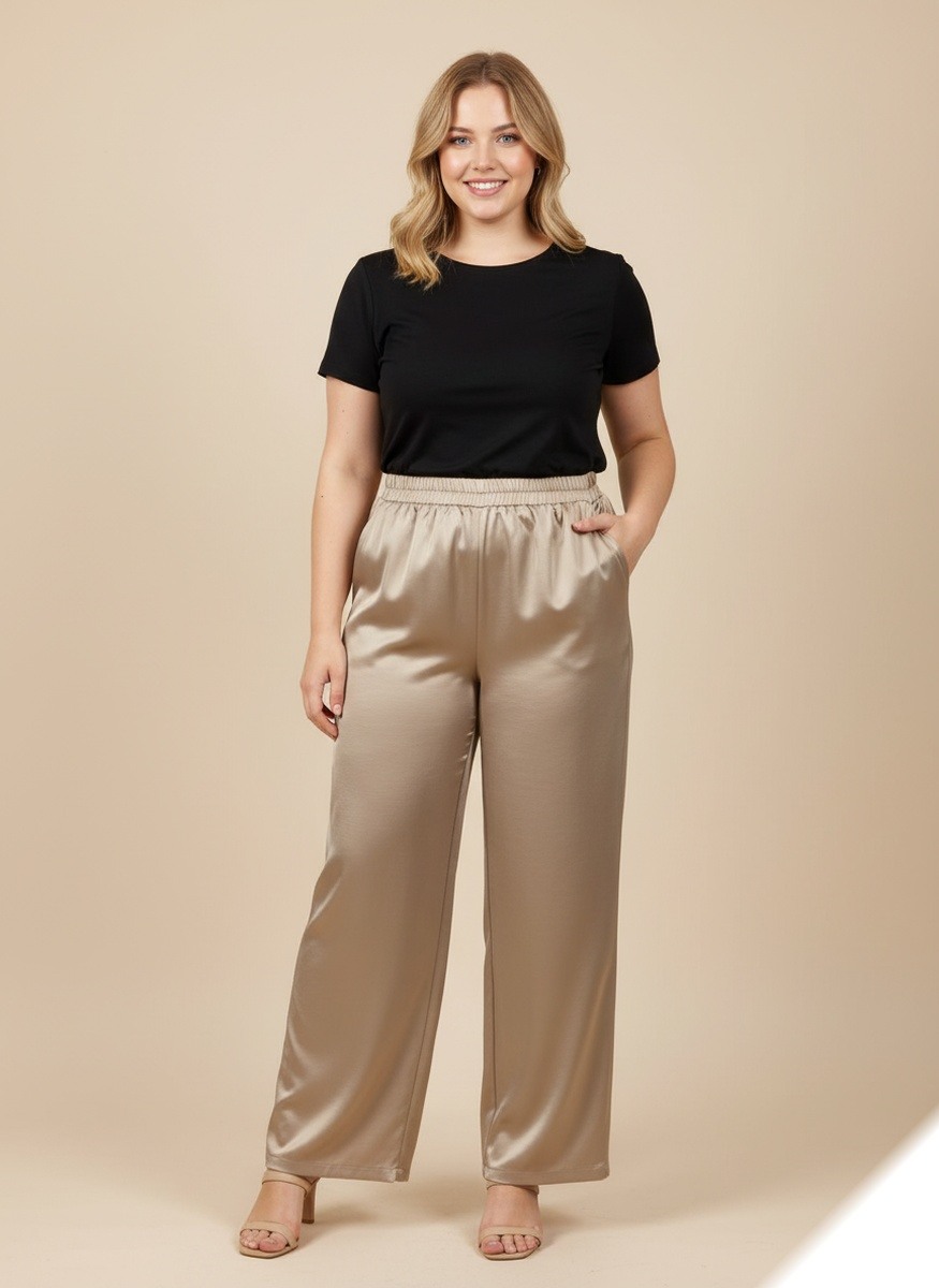 Grossiste Lusa Mode - Pantalon uni en satin épais avec poches
