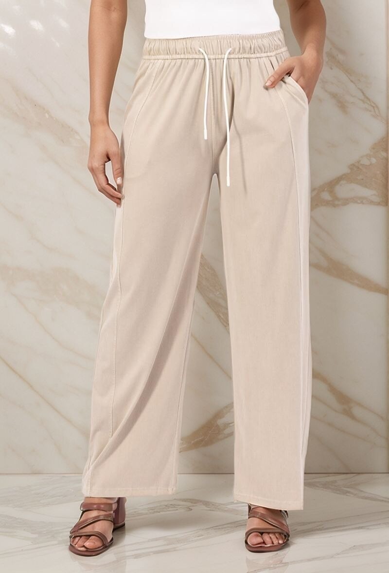 Grossista Lusa Mode - Pantaloni semplici con tasche e lacci, tessuto molto piacevole