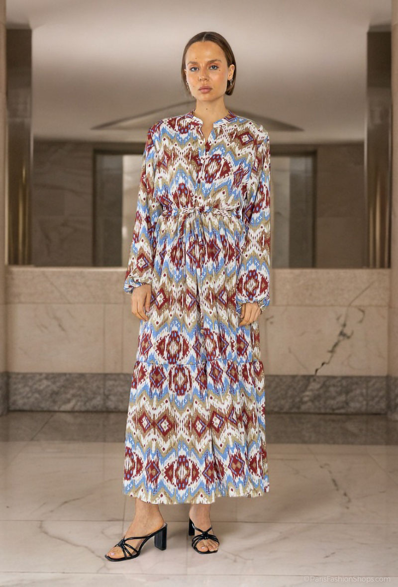 Grossiste Lusa Mode - Robe longue imprimée avec taches dorées