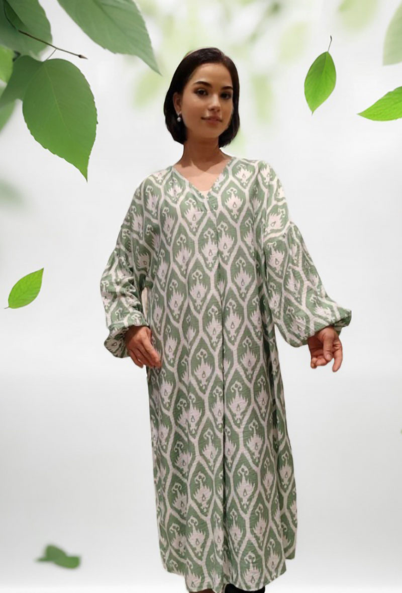 Wholesaler Lusa Mode - Bohemian long sleeve printed maxi dress