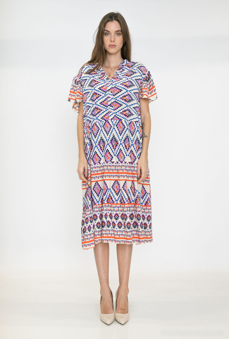 Grossiste Lusa Mode - Robe courte 110cm manche volante courte