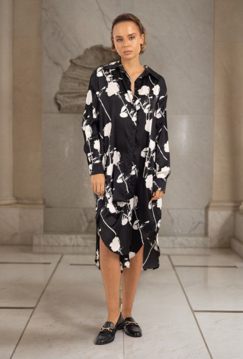 Wholesaler Lusa Mode - Floral printed shirt dress with long sleeves