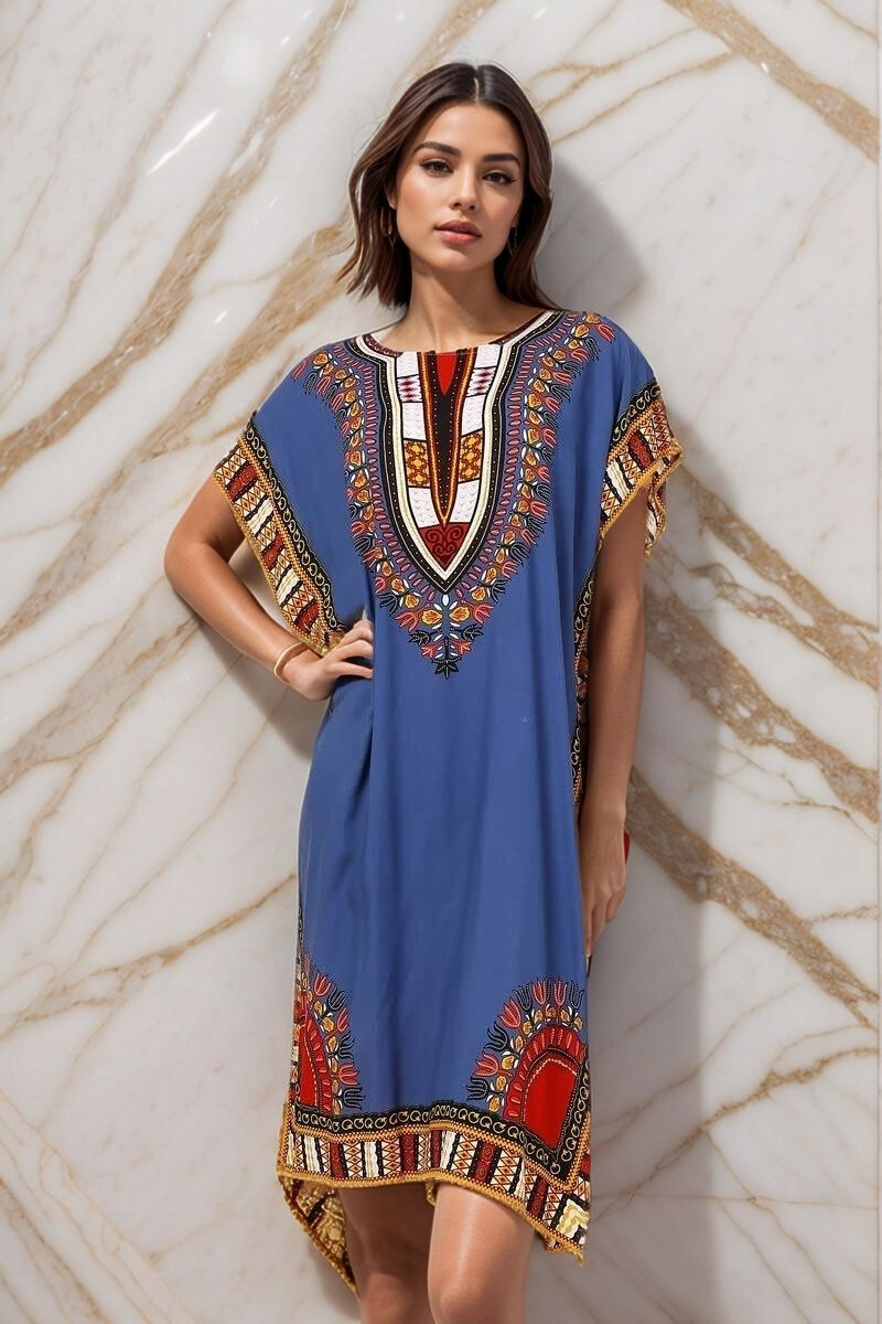 Grossista Lusa Mode - Stile africano stampato di abito boubou a metà lunghezza
