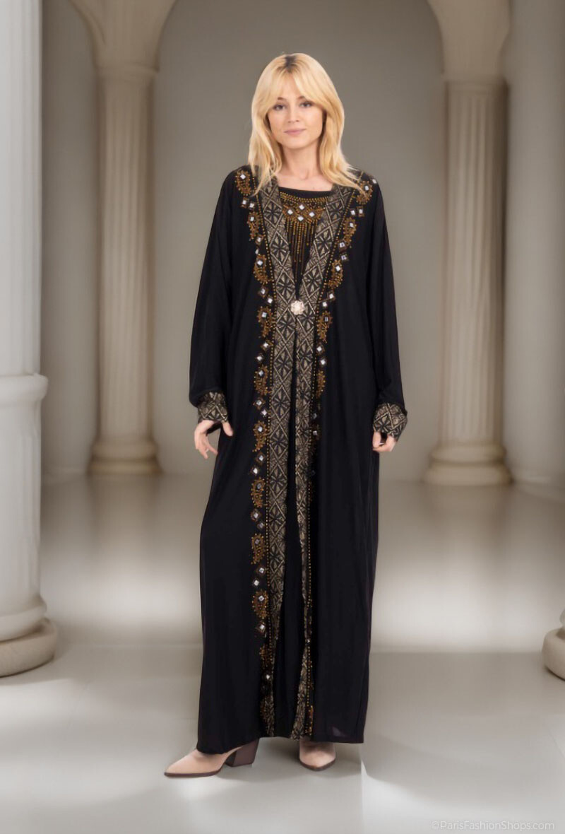 Mayorista Lusa Mode - Vestido de abaya largo con diamantes de diario inferior de manga