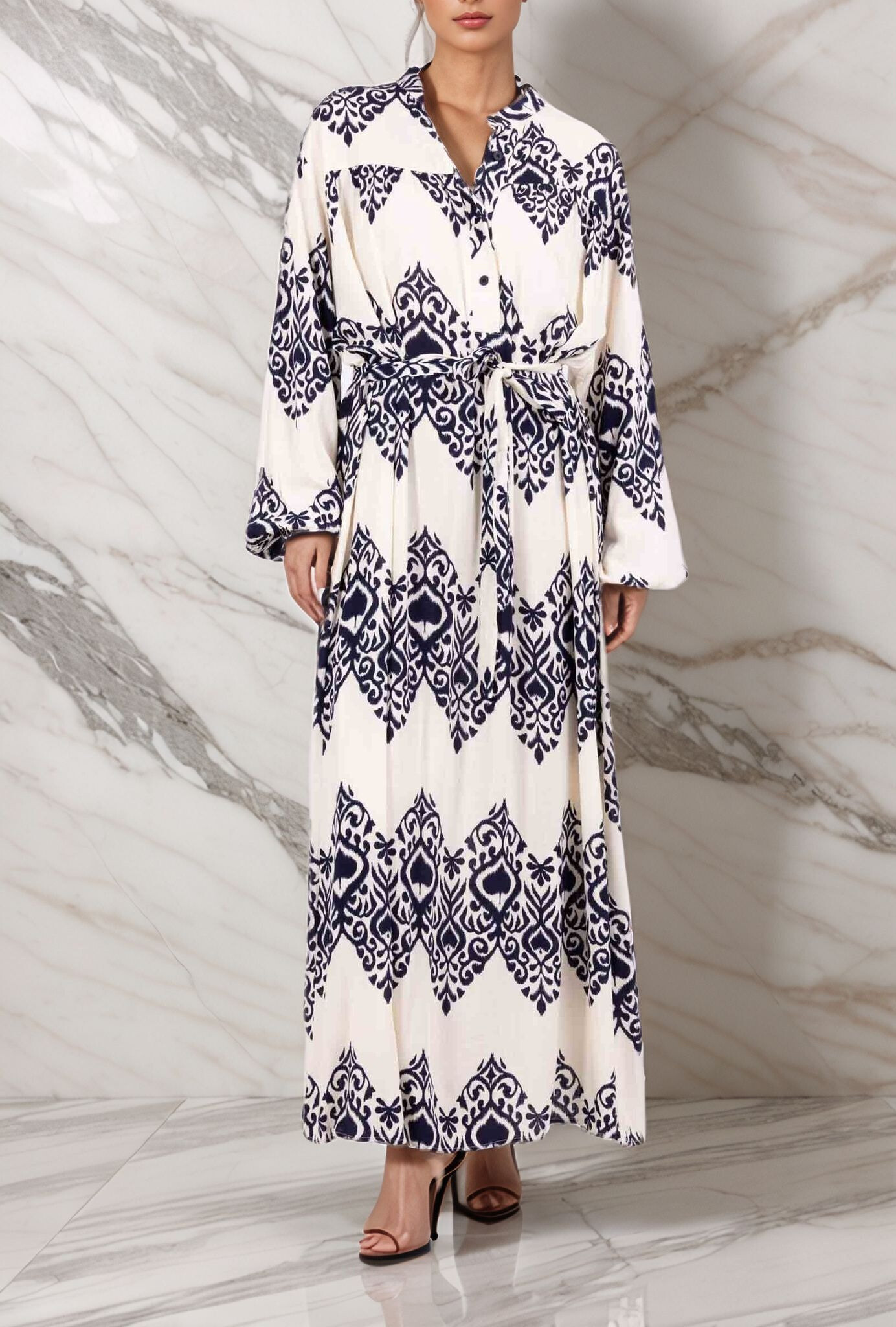 Grossiste Lusa Mode - Robe longue imprimée géométrique tissu lyocell
