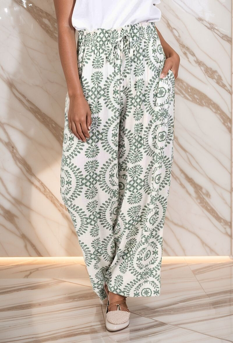 Grossiste Lusa Mode - Pantalon Layla géométrique grande taille avec poches tissu lyocell