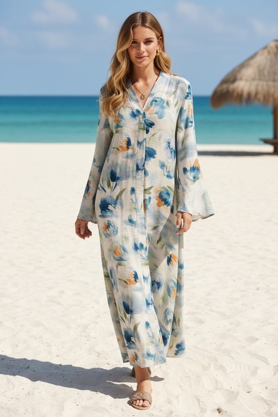 Wholesaler Lusa Mode - Floral print maxi dress with belt Wholesaler Lusa Mode - Floral print maxi dress with belt