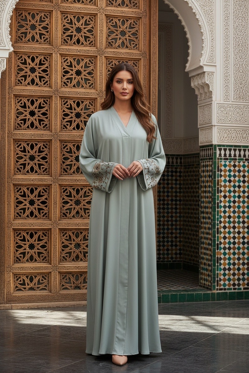 Großhändler Lusa Mode - Langes, schlichtes Kleid mit eleganten floralen Strassdetails