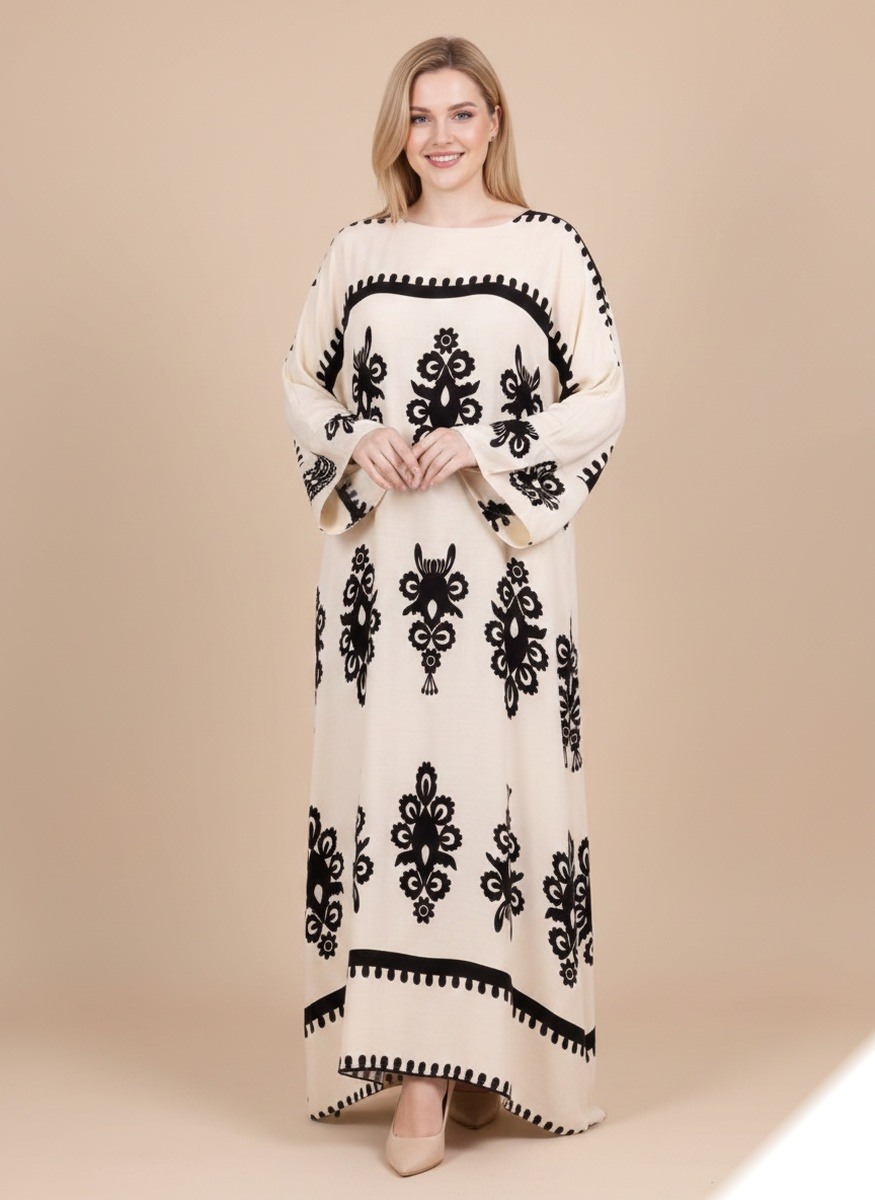 Großhändler Lusa Mode - Langes Amina-Kleid mit geometrischem Druck aus Lyocell-Stoff