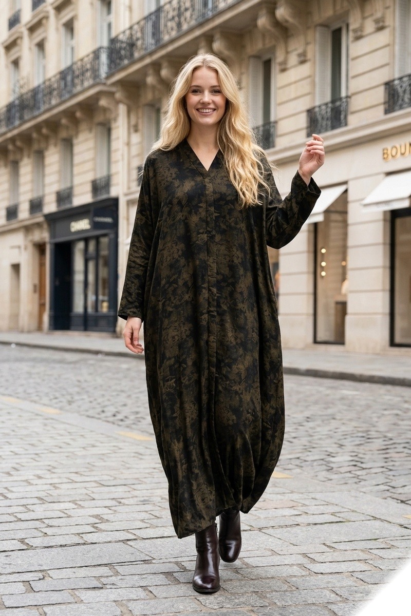 Grossiste Lusa Mode - Robe longue fluide imprimée fleurie avec ceinture effet paillette avec poches