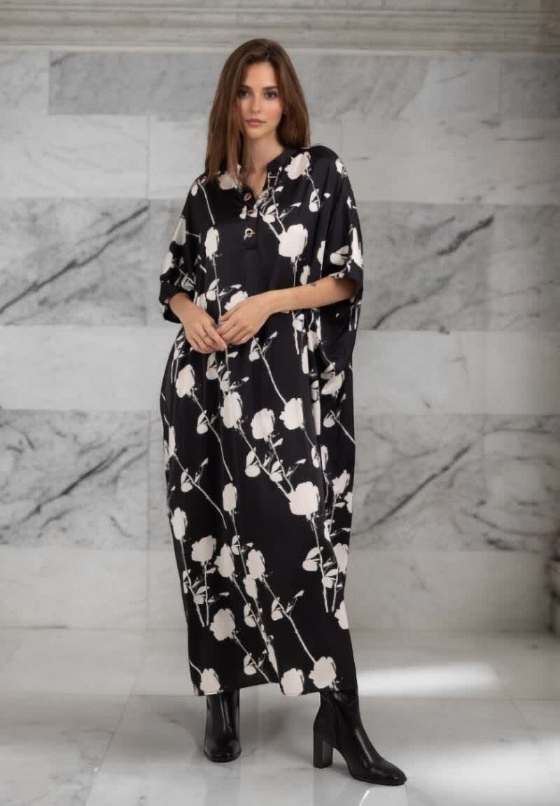 Mayorista Lusa Mode - Vestido largo estampado floral con mangas largas