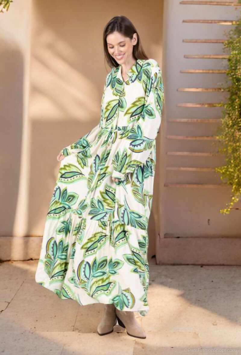 Wholesaler Lusa Mode - Lyocell fabric floral print long dress