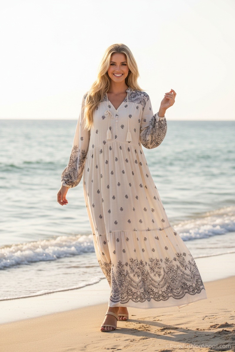 Wholesaler Lusa Mode - Inaya long dress with floral print in lyocell fabric