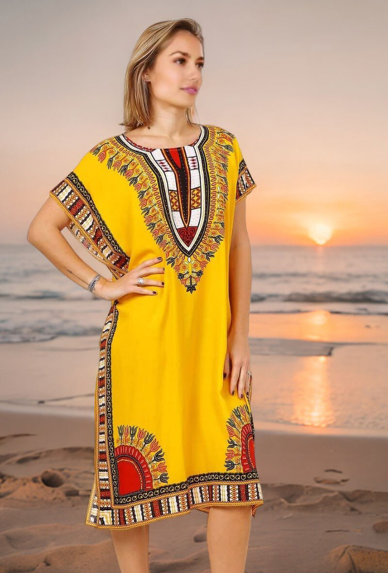Großhändler Lusa Mode - Bequeme Boubou-Midikleid mit afrikanischem Druck