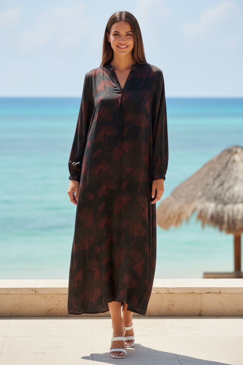 Wholesaler Lusa Mode - Flowy maxi dress with floral print and sequin effect