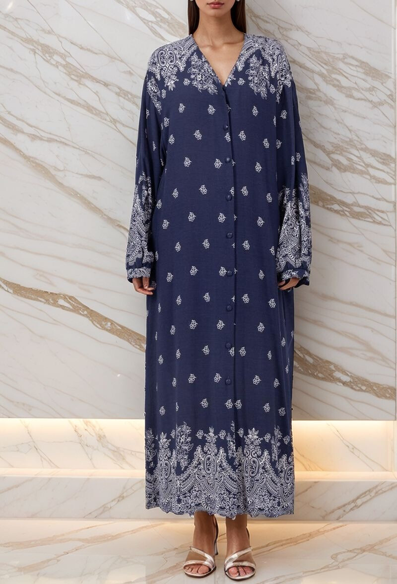 Wholesaler Lusa Mode - Long dress with embroidery-like print