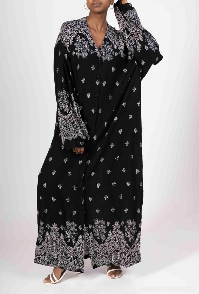 Grossiste Lusa Mode - Robe longue avec imprimé similaire à de la broderie