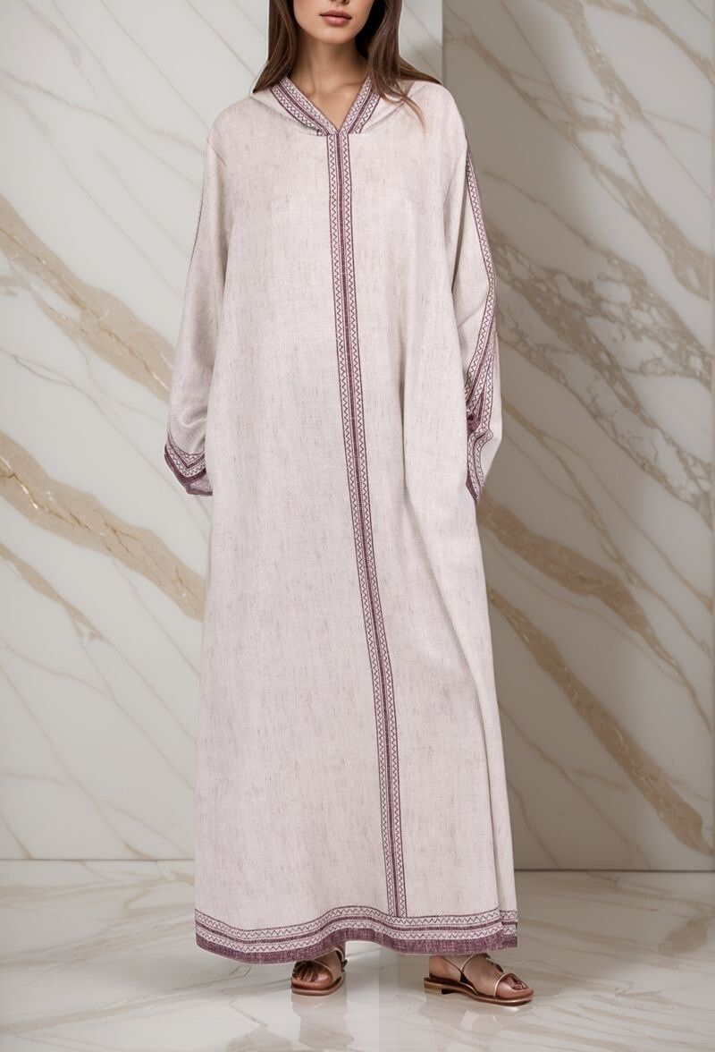 Mayorista Lusa Mode - Long Djellaba Vestido con capucha impreso Elegante especial con bolsillos