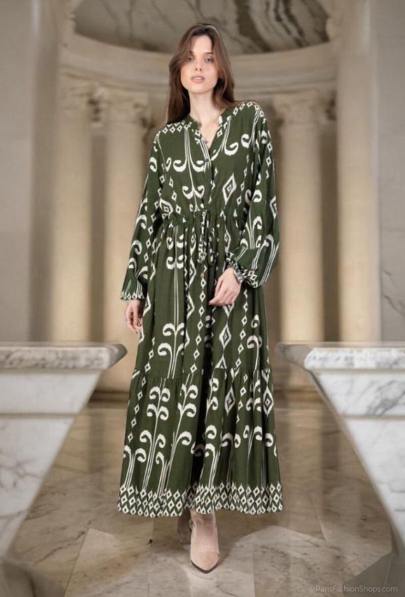 Mayorista Lusa Mode - Long Yasmina Vestido Geométrico Tisse de estampado Lyocell
