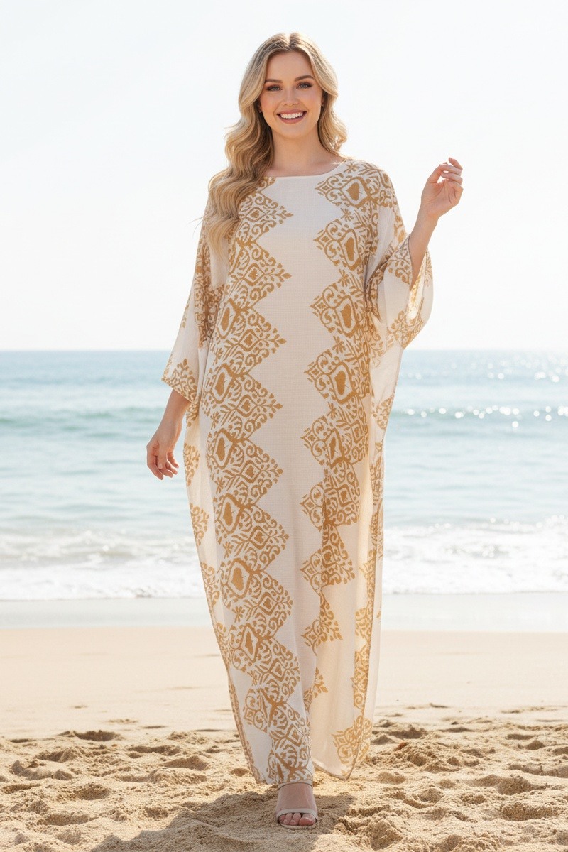 Grossiste Lusa Mode - Robe longue Amina imprimée géométrique tissu lyocell