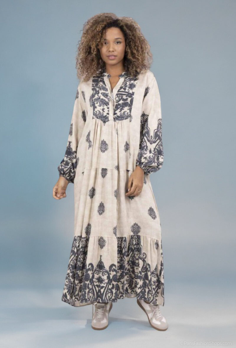 Wholesaler Lusa Mode - Long bohemian printed dress in lyocell fabric
