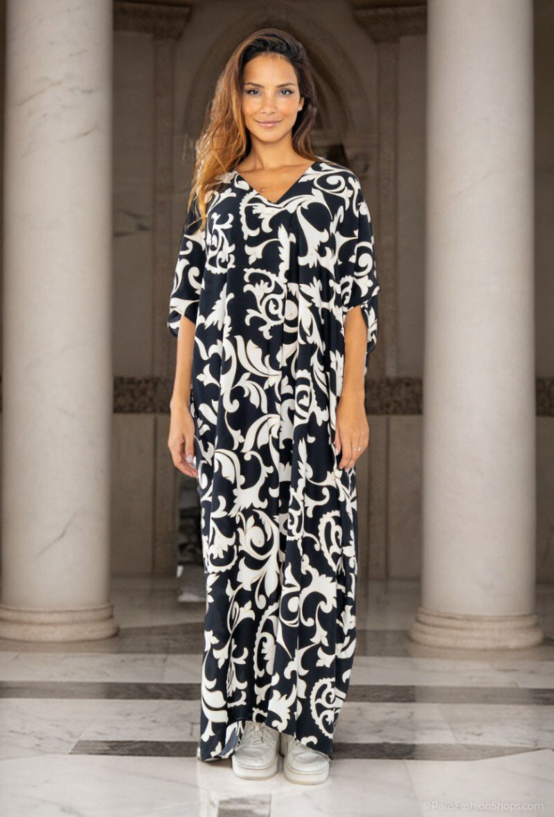 Großhändler Lusa Mode - Ärmelloses langes bedrucktes geometrisches Kleid