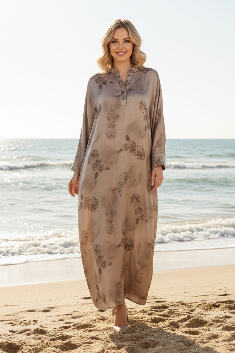 Mayorista Lusa Mode - Vestido maxi con estampado floral y detalles en relieve